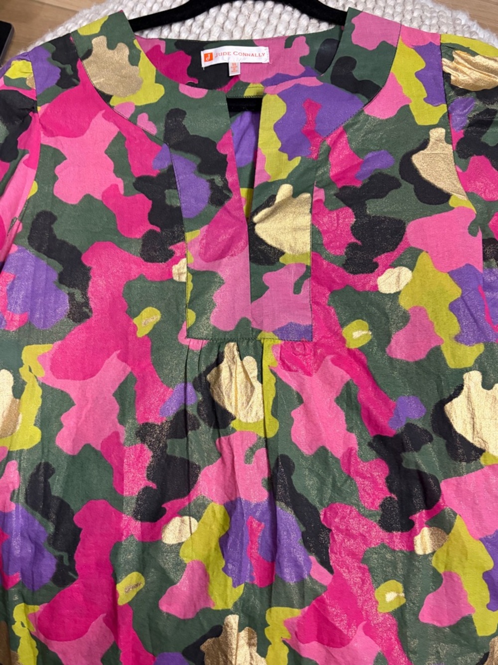 Jude Connally Multicolor Metallic Camouflage Top Size Oversized XS - Picture 9 of 10